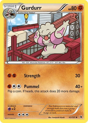 Pokemon TCG - Noble Victories - Gurdurr - 63/101 - Reverse Holofoil