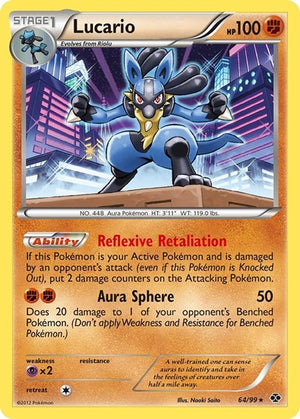 Pokemon TCG - Next Destinies - Lucario - 64/99 - Reverse Holofoil