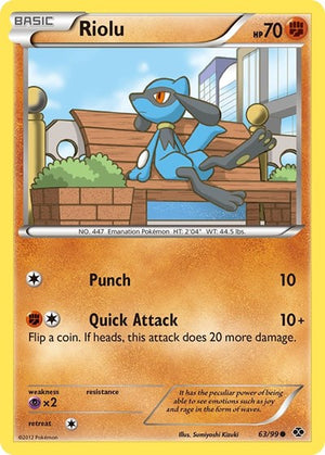 Pokemon TCG - Next Destinies - Riolu - 63/99 - Reverse Holofoil