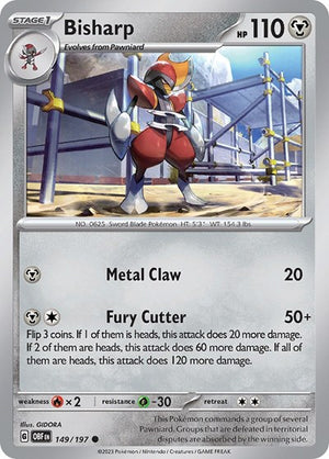 Pokemon TCG - SV03: Obsidian Flames - Bisharp - 149/197 - Reverse Holofoil