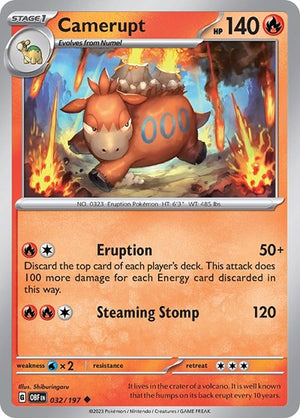 Pokemon TCG - SV03: Obsidian Flames - Camerupt - 032/197 - Reverse Holofoil