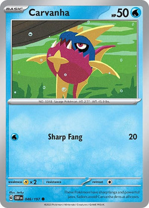 Pokemon TCG - SV03: Obsidian Flames - Carvanha - 046/197 - Reverse Holofoil