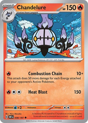 Pokemon TCG - SV03: Obsidian Flames - Chandelure - 038/197 - Reverse Holofoil