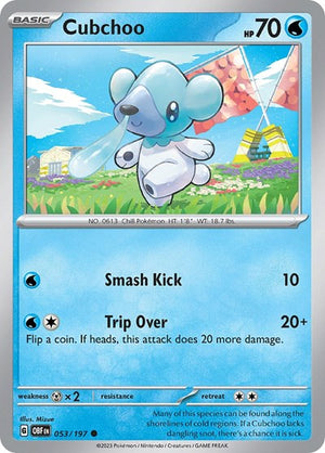 Pokemon TCG - SV03: Obsidian Flames - Cubchoo - 053/197 - Reverse Holofoil