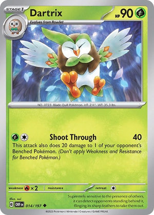 Pokemon TCG - SV03: Obsidian Flames - Dartrix - 014/197 - Reverse Holofoil