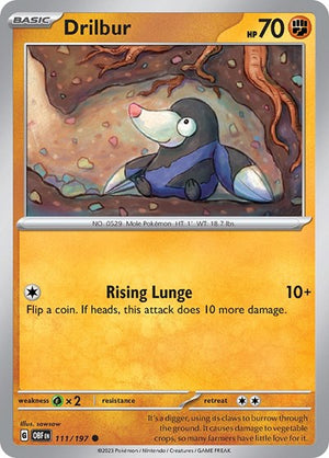 Pokemon TCG - SV03: Obsidian Flames - Drilbur - 111/197 - Reverse Holofoil