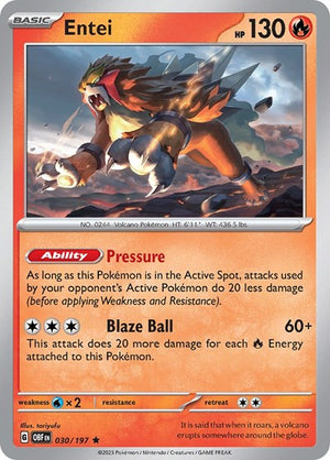 Pokemon TCG - SV03: Obsidian Flames - Entei - 030/197 - Reverse Holofoil