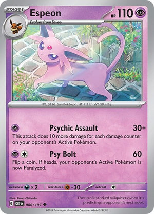 Pokemon TCG - SV03: Obsidian Flames - Espeon - 086/197