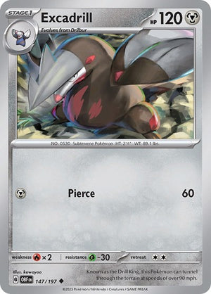 Pokemon TCG - SV03: Obsidian Flames - Excadrill - 147/197 - Reverse Holofoil
