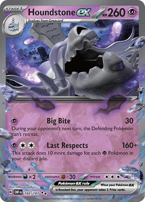 Pokemon TCG - SV03: Obsidian Flames - Houndstone ex - 102/197 - Holofoil