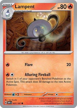 Pokemon TCG - SV03: Obsidian Flames - Lampent - 037/197 - Reverse Holofoil