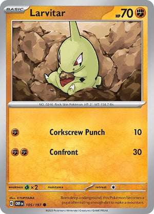 Pokemon TCG - SV03: Obsidian Flames - Larvitar - 105/197 - Reverse Holofoil