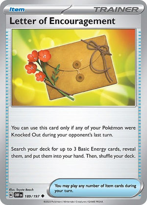 Pokemon TCG - SV03: Obsidian Flames - Letter of Encouragement - 189/197 - Reverse Holofoil