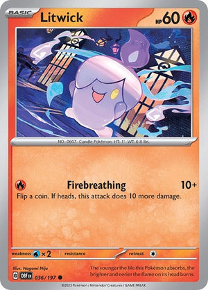 Pokemon TCG - SV03: Obsidian Flames - Litwick - 036/197 - Reverse Holofoil