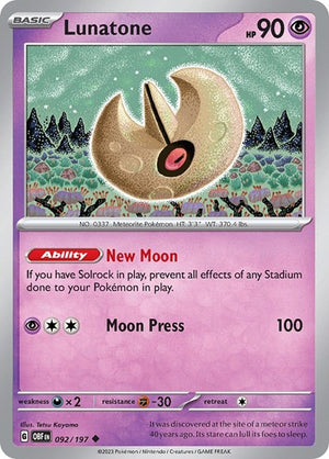 Pokemon TCG - SV03: Obsidian Flames - Lunatone - 092/197