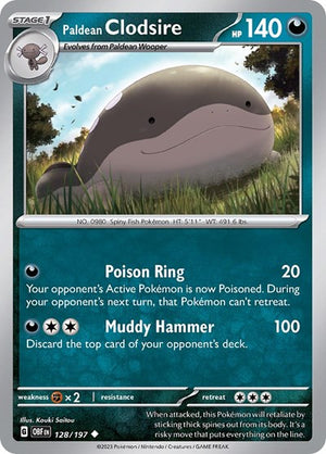 Pokemon TCG - SV03: Obsidian Flames - Paldean Clodsire - 128/197 - Reverse Holofoil