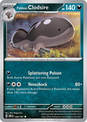 Pokemon TCG - SV03: Obsidian Flames - Paldean Clodsire - 129/197 - Reverse Holofoil