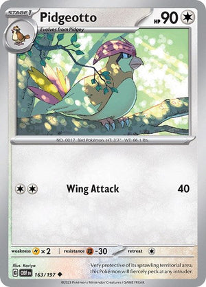Pokemon TCG - SV03: Obsidian Flames - Pidgeotto - 163/197 - Reverse Holofoil - Playset (4x)