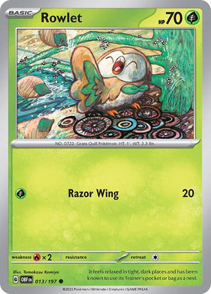 Pokemon TCG - SV03: Obsidian Flames - Rowlet - 013/197 - Reverse Holofoil
