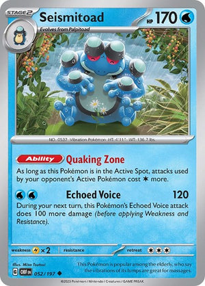 Pokemon TCG - SV03: Obsidian Flames - Seismitoad - 052/197 - Reverse Holofoil