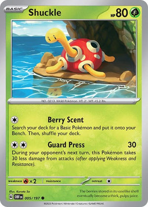 Pokemon TCG - SV03: Obsidian Flames - Shuckle - 005/197 - Reverse Holofoil
