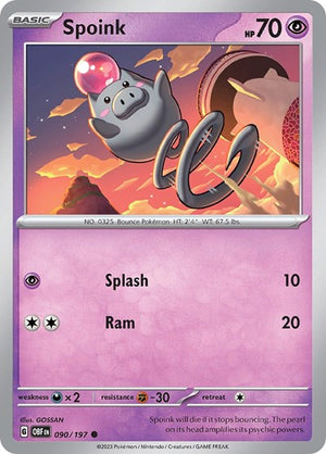 Pokemon TCG - SV03: Obsidian Flames - Spoink - 090/197 - Reverse Holofoil