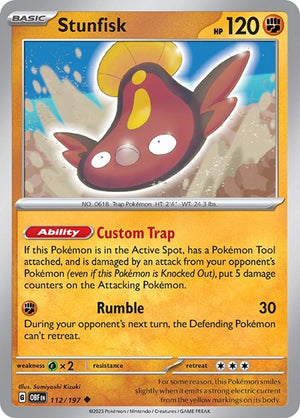 Pokemon TCG - SV03: Obsidian Flames - Stunfisk - 112/197 - Reverse Holofoil