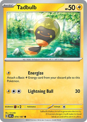 Pokemon TCG - SV03: Obsidian Flames - Tadbulb - 074/197 - Reverse Holofoil