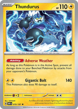 Pokemon TCG - SV03: Obsidian Flames - Thundurus - 070/197 - Holofoil