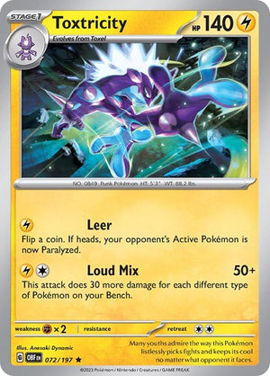 Pokemon TCG - SV03: Obsidian Flames - Toxtricity - 072/197 - Reverse Holofoil