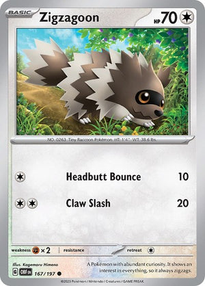 Pokemon TCG - SV03: Obsidian Flames - Zigzagoon - 167/197