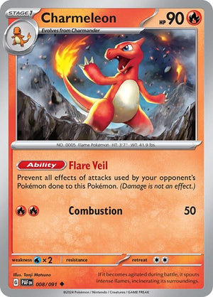 Pokemon TCG - SV: Paldean Fates - Charmeleon - 008/091 - Reverse Holofoil - Playset (4x)