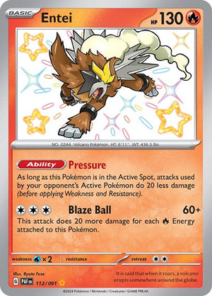 Pokemon TCG - SV: Paldean Fates - Entei - 112/091 - Holofoil