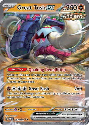 Pokemon TCG - SV: Paldean Fates - Great Tusk ex - 053/091 - Holofoil