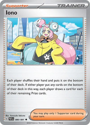 Pokemon TCG - SV: Paldean Fates - Iono - 080/091 - Reverse Holofoil - Playset (4x)