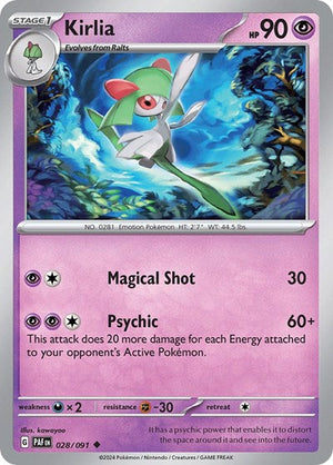Pokemon TCG - SV: Paldean Fates - Kirlia - 028/091 - Reverse Holofoil - Playset (4x)