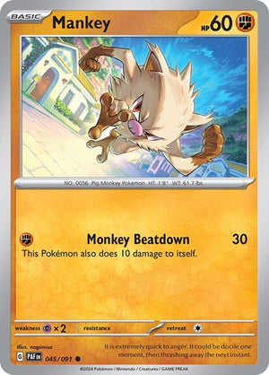 Pokemon TCG - SV: Paldean Fates - Mankey - 045/091