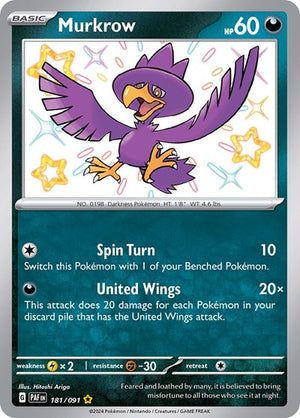 Pokemon TCG - SV: Paldean Fates - Murkrow - 181/091 - Holofoil