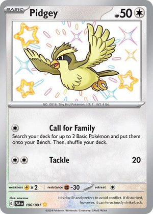 Pokemon TCG - SV: Paldean Fates - Pidgey - 196/091 - Holofoil - Playset (4x)