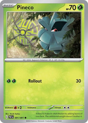 Pokemon TCG - SV: Paldean Fates - Pineco - 001/091 - Reverse Holofoil
