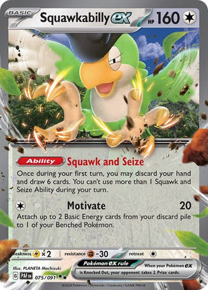 Pokemon TCG - SV: Paldean Fates - Squawkabilly ex - 075/091 - Holofoil