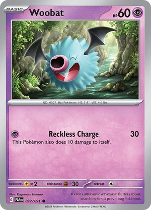 Pokemon TCG - SV: Paldean Fates - Woobat - 032/091 - Reverse Holofoil