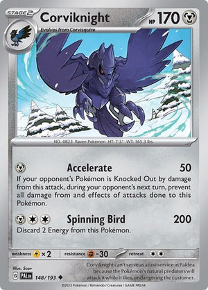 Pokemon TCG - SV02: Paldea Evolved - Corviknight - 148/193 - Reverse Holofoil