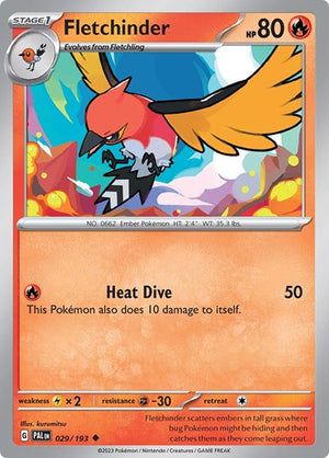 Pokemon TCG - SV02: Paldea Evolved - Fletchinder - 029/193 - Reverse Holofoil
