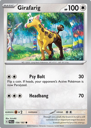 Pokemon TCG - SV02: Paldea Evolved - Girafarig - 154/193 - Reverse Holofoil