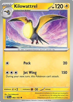 Pokemon TCG - SV02: Paldea Evolved - Kilowattrel - 082/193 - Reverse Holofoil