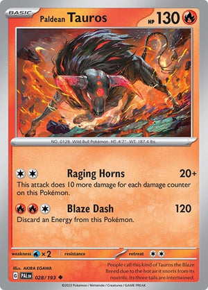 Pokemon TCG - SV02: Paldea Evolved - Paldean Tauros - 028/193 - Reverse Holofoil