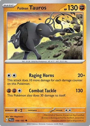 Pokemon TCG - SV02: Paldea Evolved - Paldean Tauros - 108/193 - Reverse Holofoil