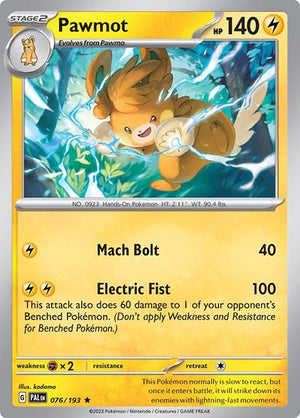 Pokemon TCG - SV02: Paldea Evolved - Pawmot - 076/193 - Reverse Holofoil