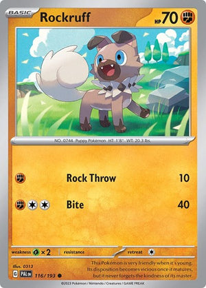 Pokemon TCG - SV02: Paldea Evolved - Rockruff - 116/193 - Reverse Holofoil